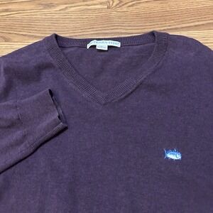 Southern Tide Skipjack Sweater Men's M Purple V Neck Pullover Golf Casual Preppy